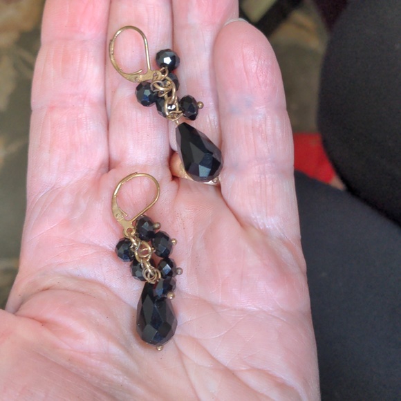 Black Austrian Crystal Bib Waterfall Necklace Set A294 - Picture 4 of 6